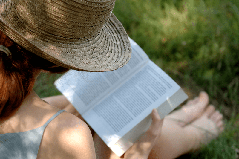 woman reading book